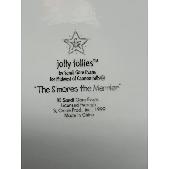 (2) SANDI GORE EVANS THE S'MORES THE MERRIER Jolly Follies Dinner Plates Snowmen - Picture 13 of 13